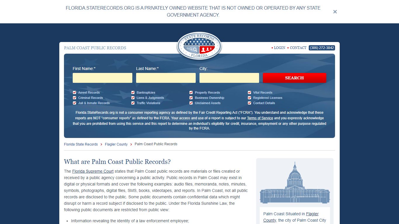 Palm Coast Arrest and Public Records | Florida.StateRecords.org
