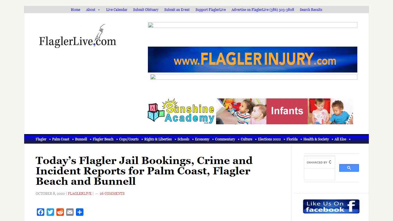Palm Coast Crime Flagler Jail Bookings and Daily Incident Reports